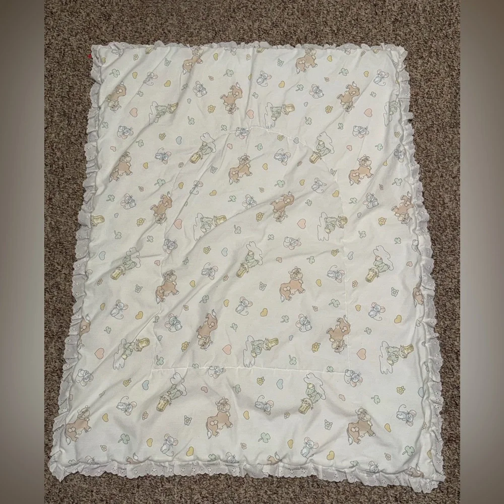 vintage Daisy Kingdom nursery quilt cows bunnies unisex boys girls baby blanket